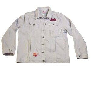 Barbie Denim‎ Jacket Embroidered Patches Pink Jean Jacket L/XL*